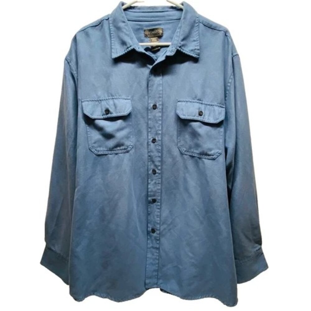 Covington Brushed Twill Button-Up Shirt Men's‎ XL Steel Blue Long Sleeve GUC